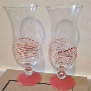 Set of Hurricane Cocktail Glasses with Recipe